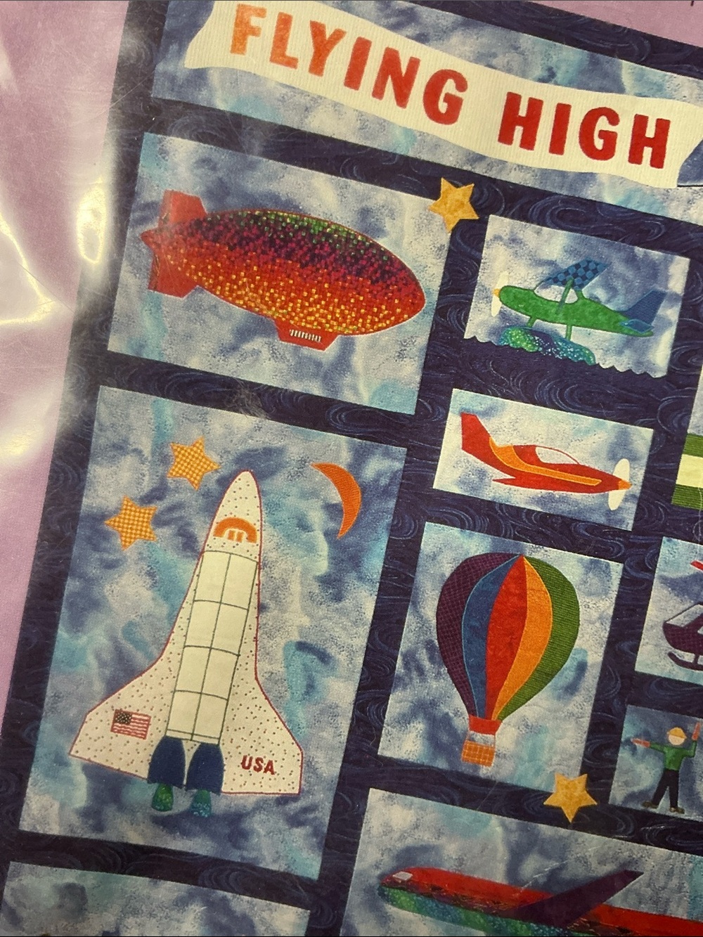 Flying High Aviation Theme Quilt Pattern Helicopter Plane Space Shuttle